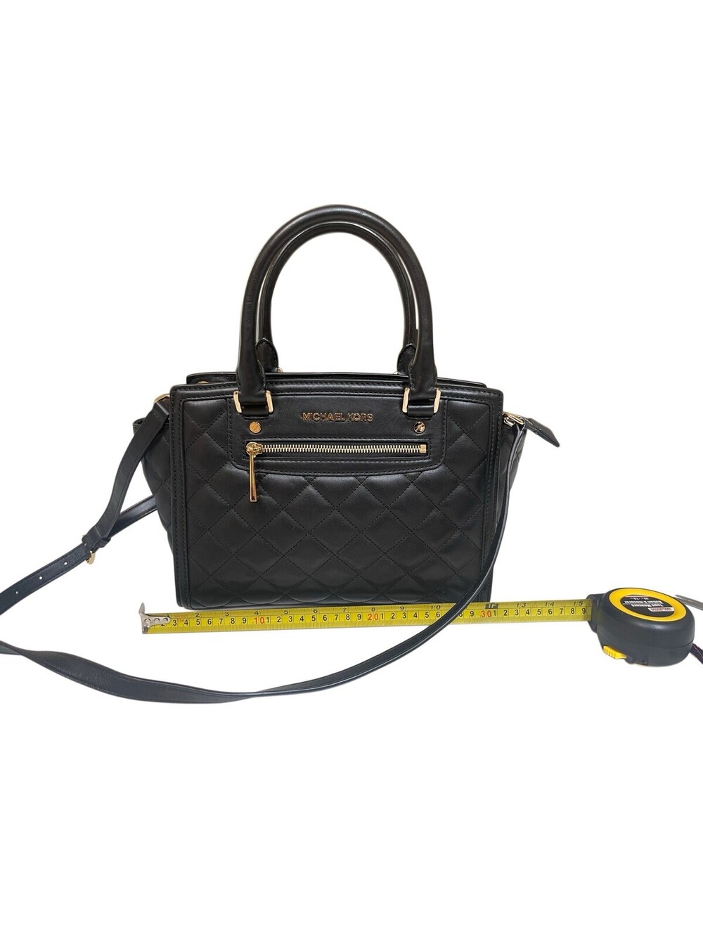 Michael Kors Black Quilted Leather Top Zip Hand/Shoulder Bag